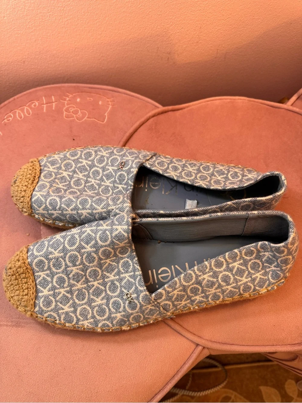 Calvin Klein Blue Monogram Espadrille Flats